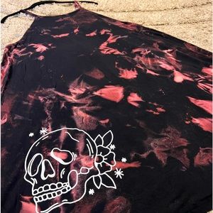 Custom Black tie-dye Dress with skull